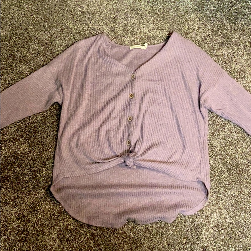 purple ribbed sweater top